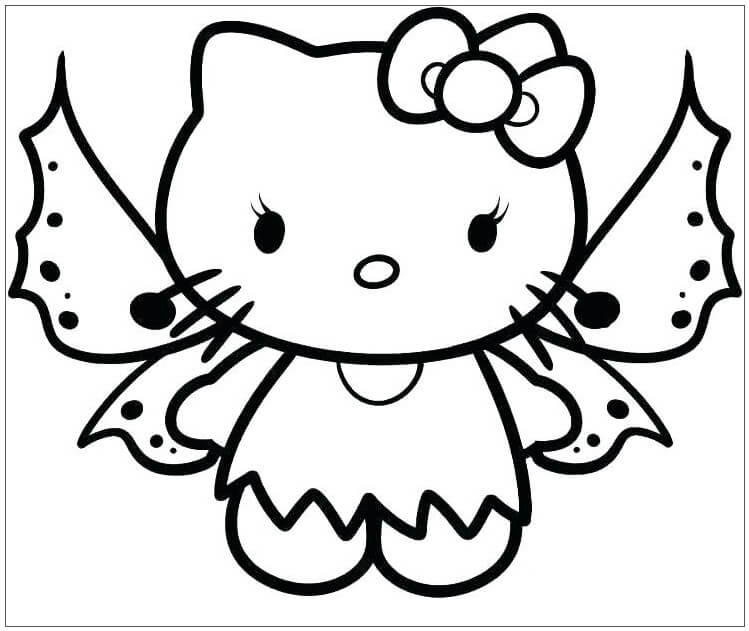 Dibujos de Mariposa Hello Kitty para Imprimir y Colorear