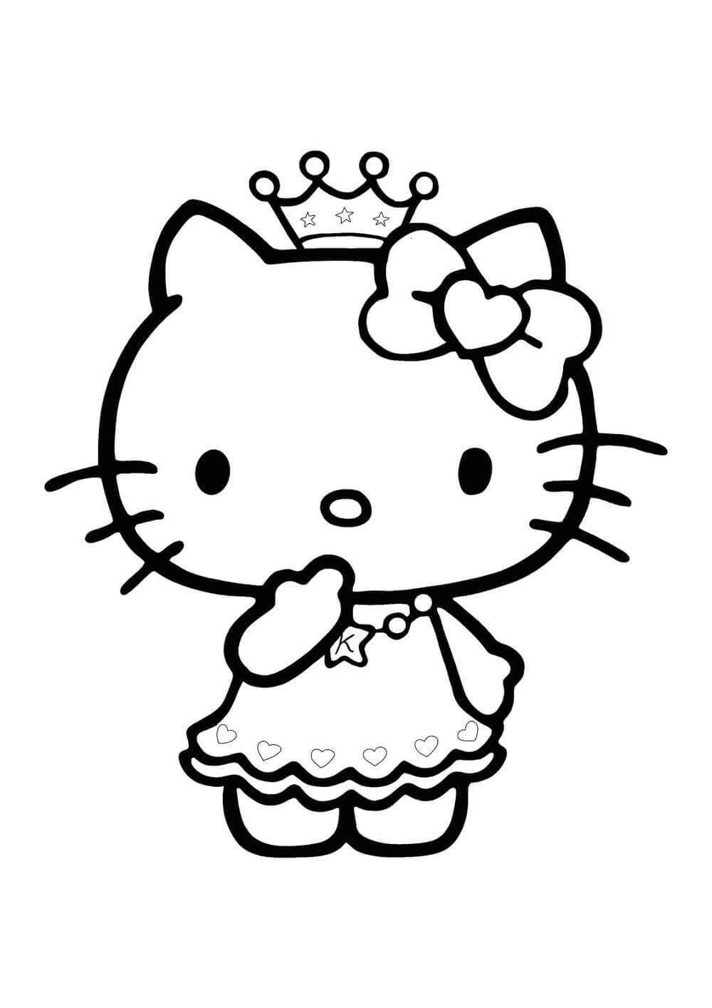 Dibujos de Princesa Hello Kitty para Imprimir y Colorear