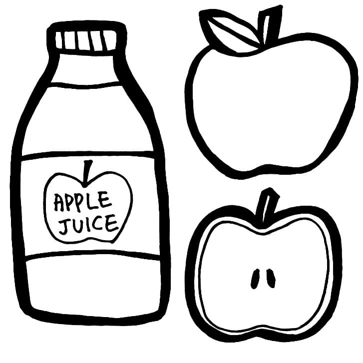 apple juice and apple coloring page