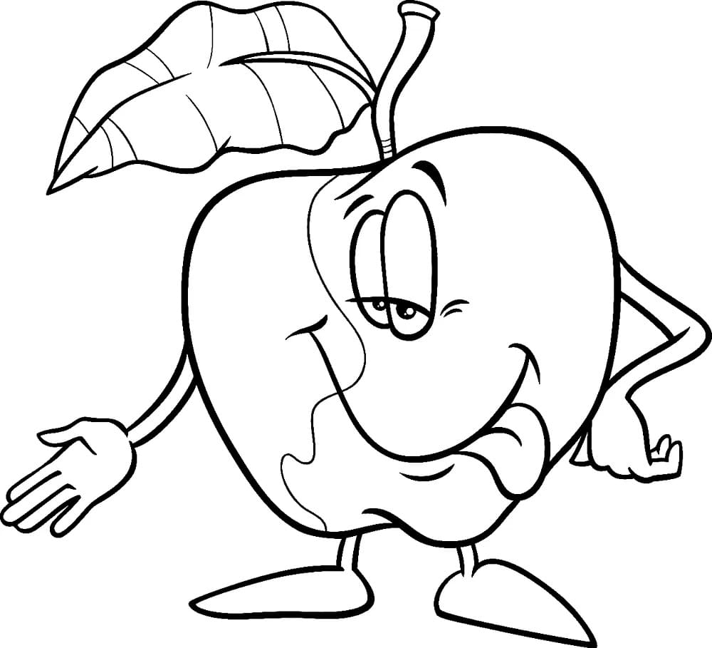 funny apple coloring page