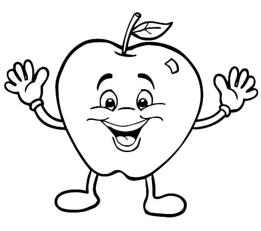 happy apple coloring page