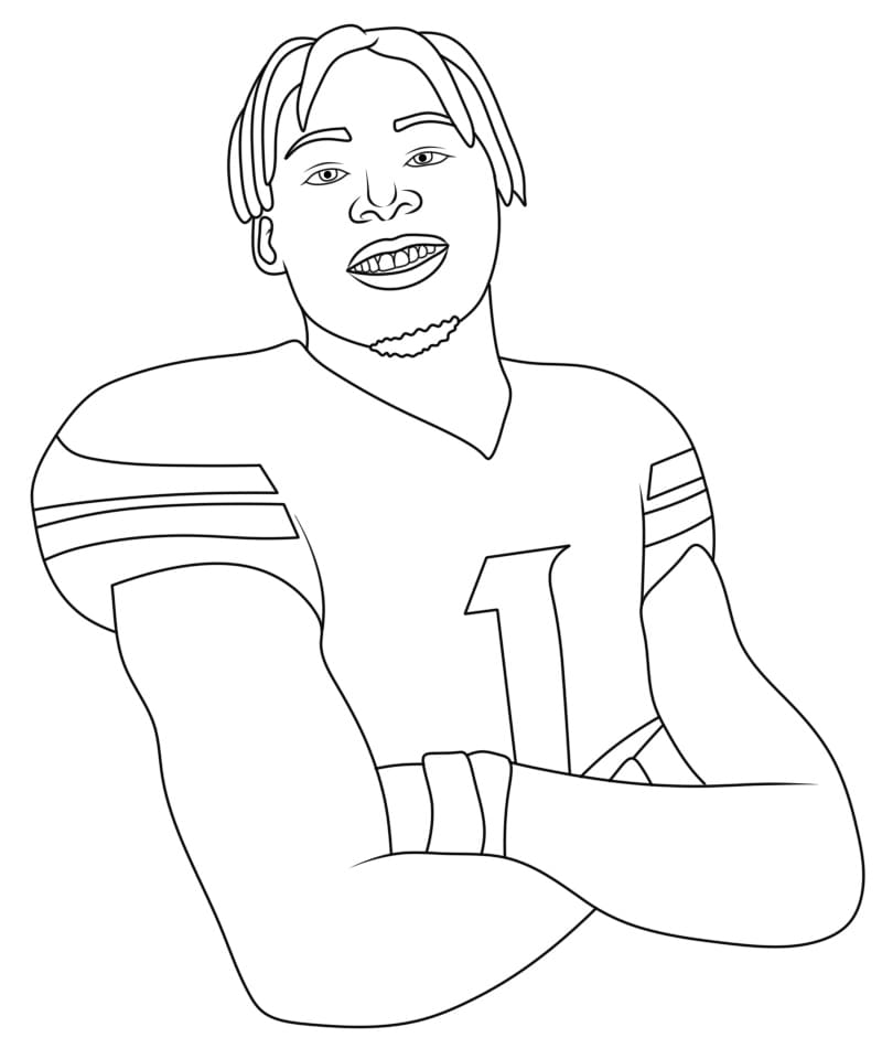 happy justin jefferson coloring page