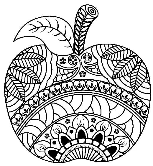 printable apple for adults coloring page