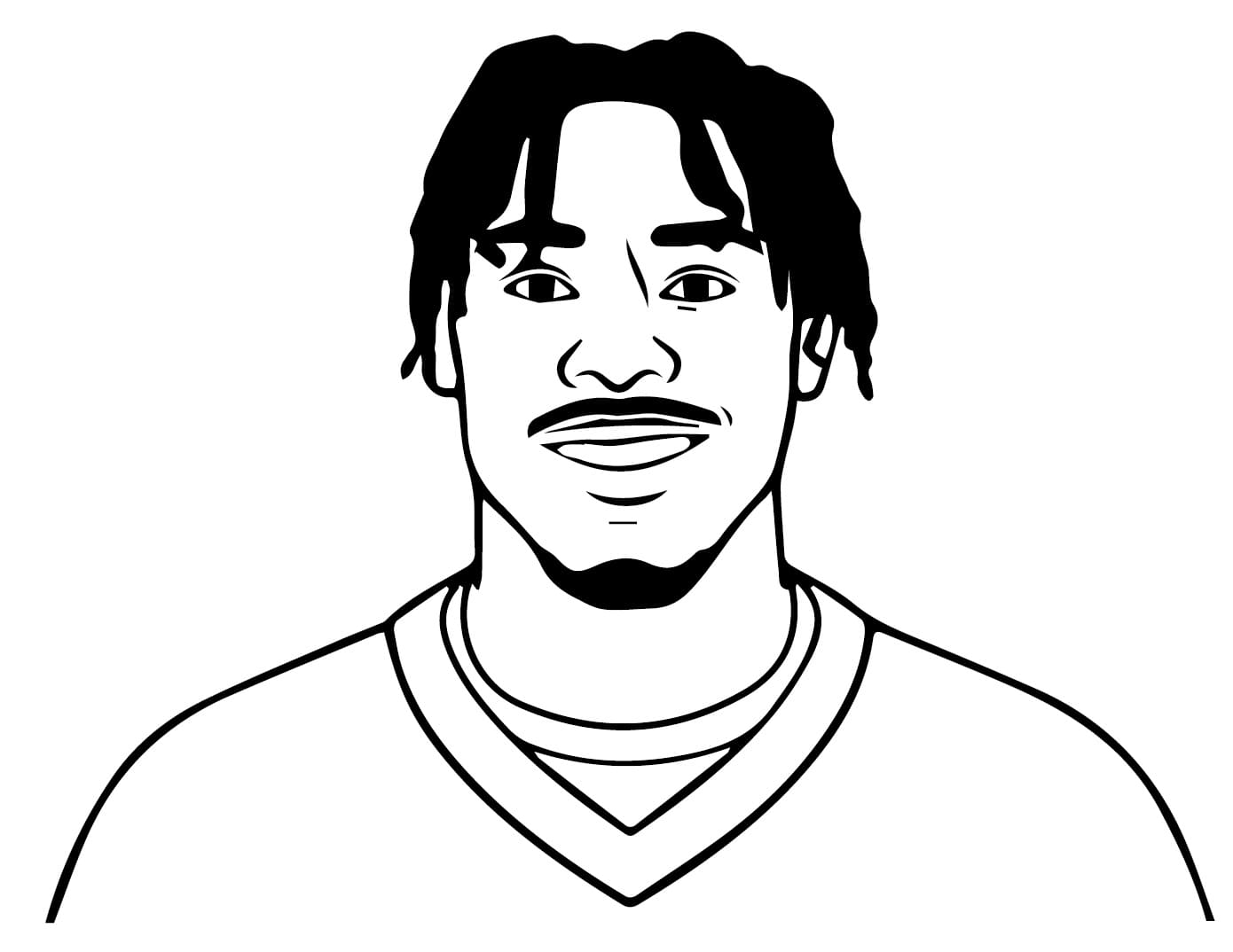 smiling justin jefferson coloring page