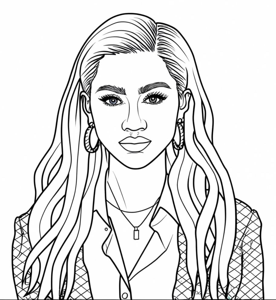 zendaya portrait coloring page