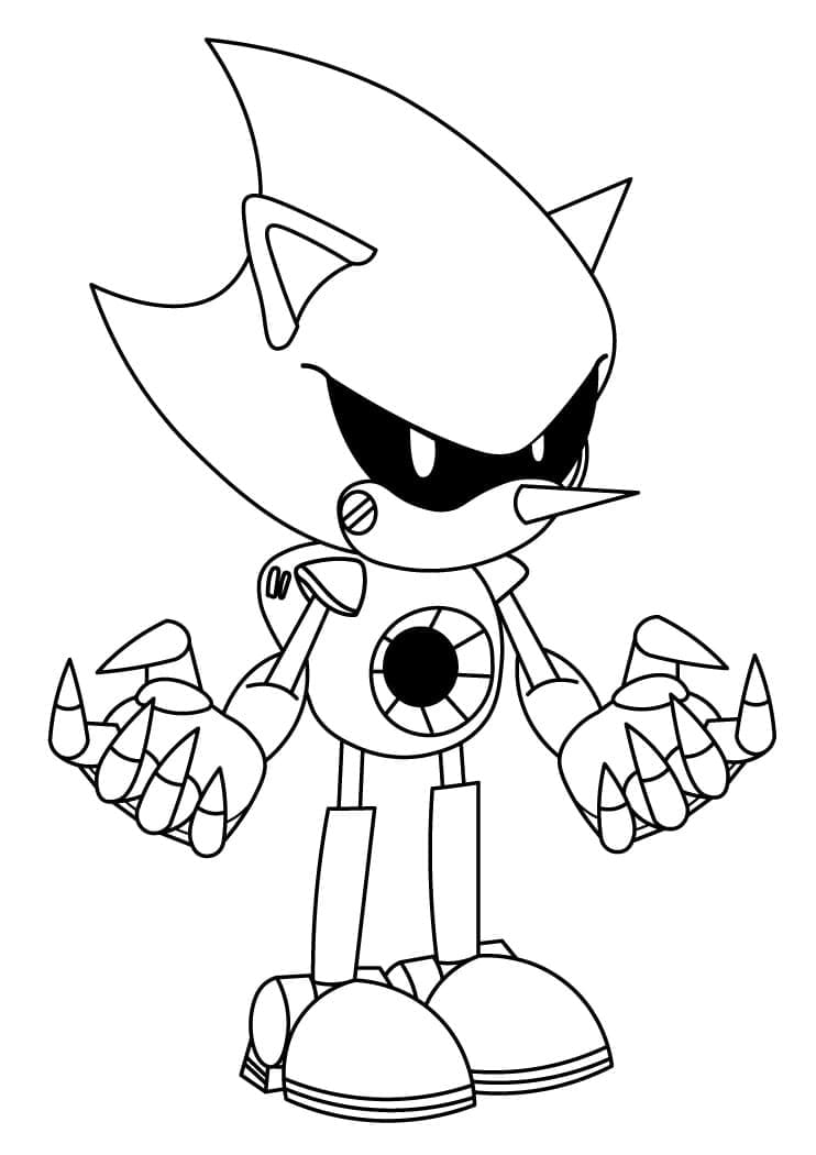 metal sonic from sonic coloring page