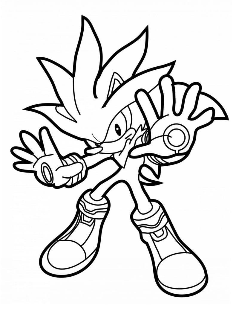 silver the hedgehog from sonic coloring page