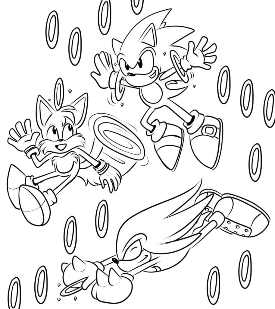 sonic and his friends coloring page