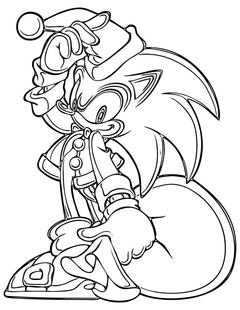 sonic on christmas coloring page