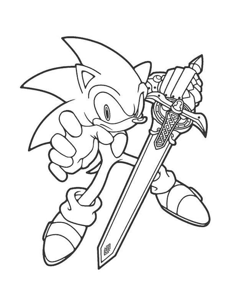 sonic with sword coloring page