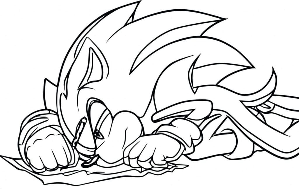 tired sonic coloring page