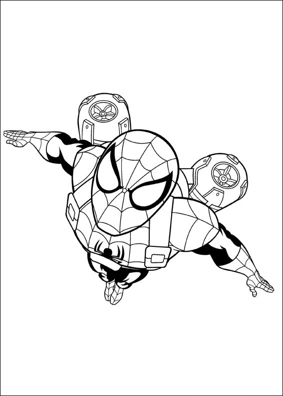 desenho homem aranha voando para imprimir e colorir