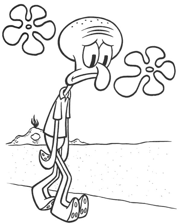 desenho do lula molusco andando triste para imprimir e colorir