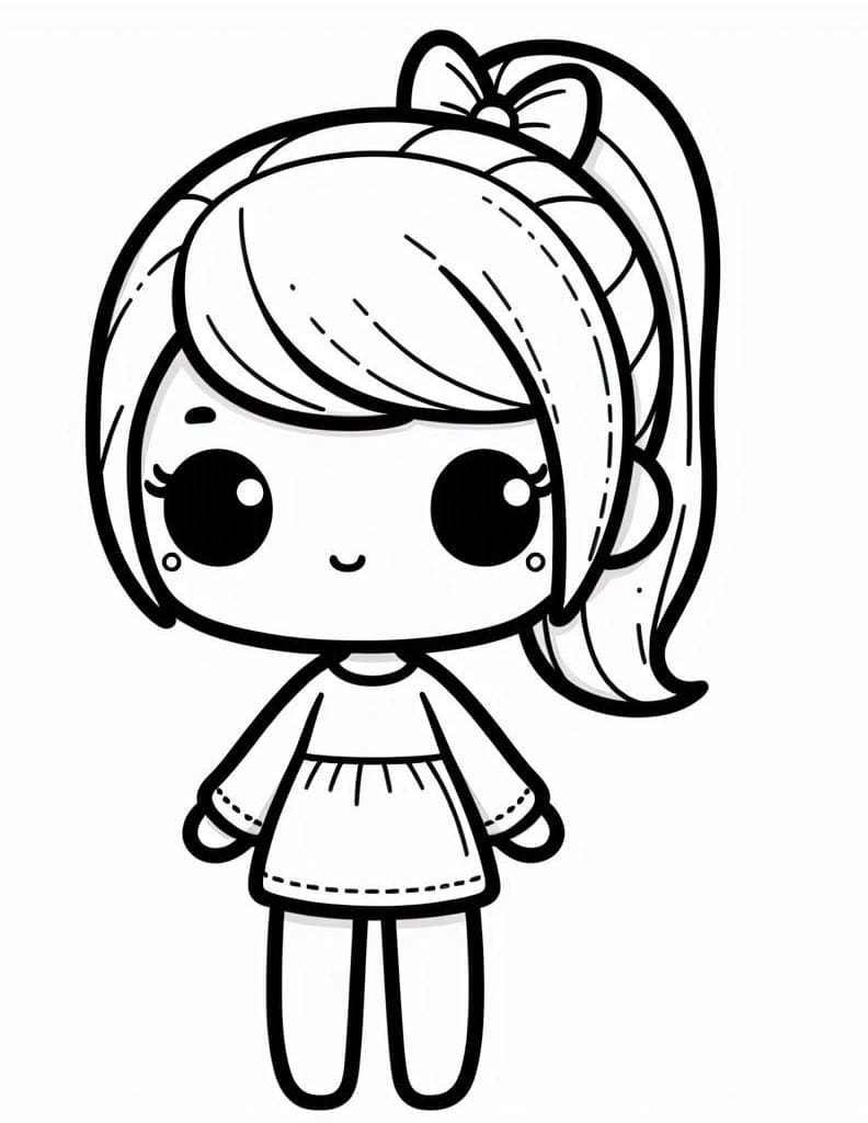 baixar desenho de boneca kawaii básica para colorir