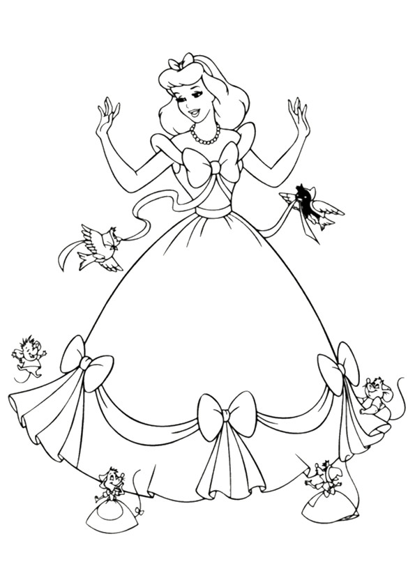 desenho da cinderella vestido para colorir