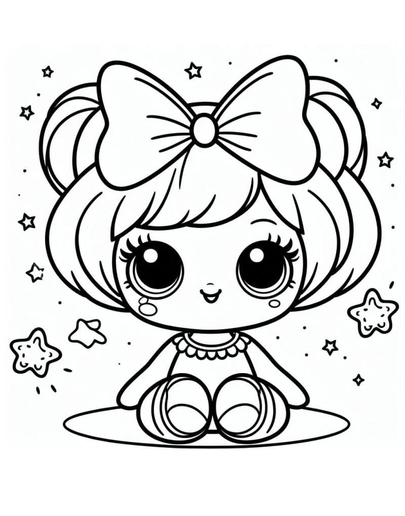 desenho de boneca kawaii imprimível para colorir