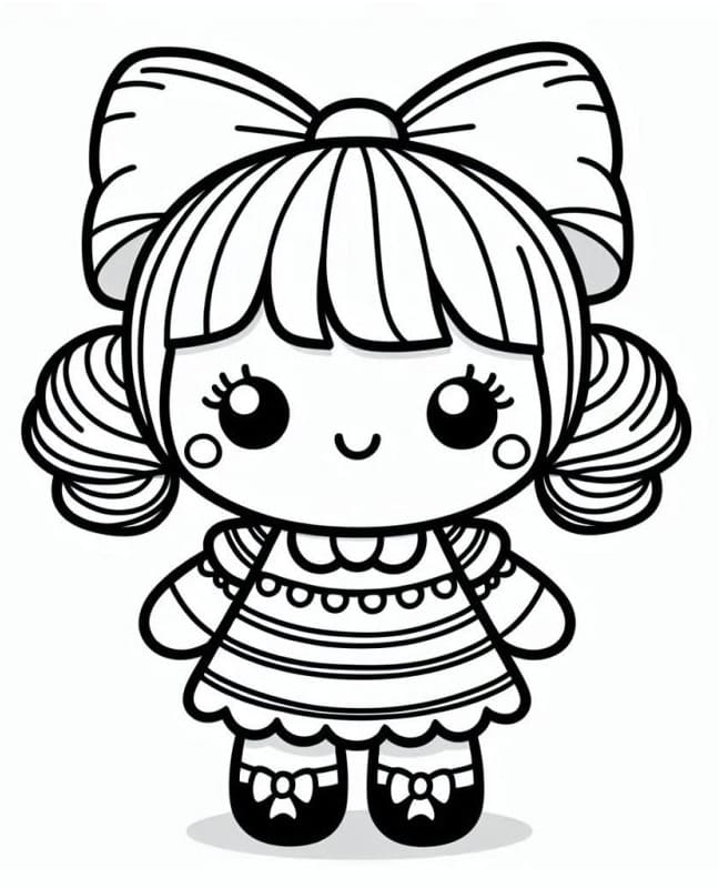 desenho de boneca kawaii imprimível para crianças para colorir