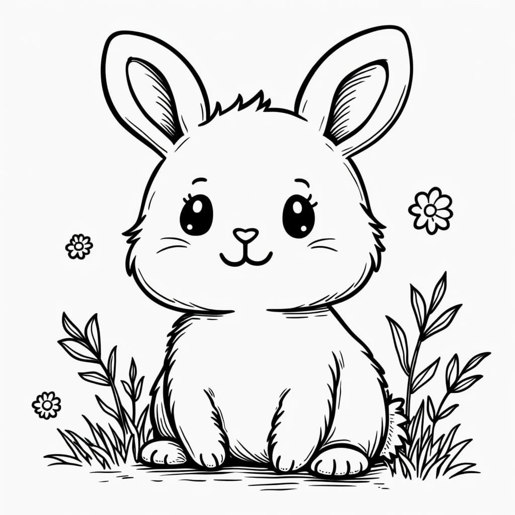 desenho de coelhinho kawaii para colorir e imprimir