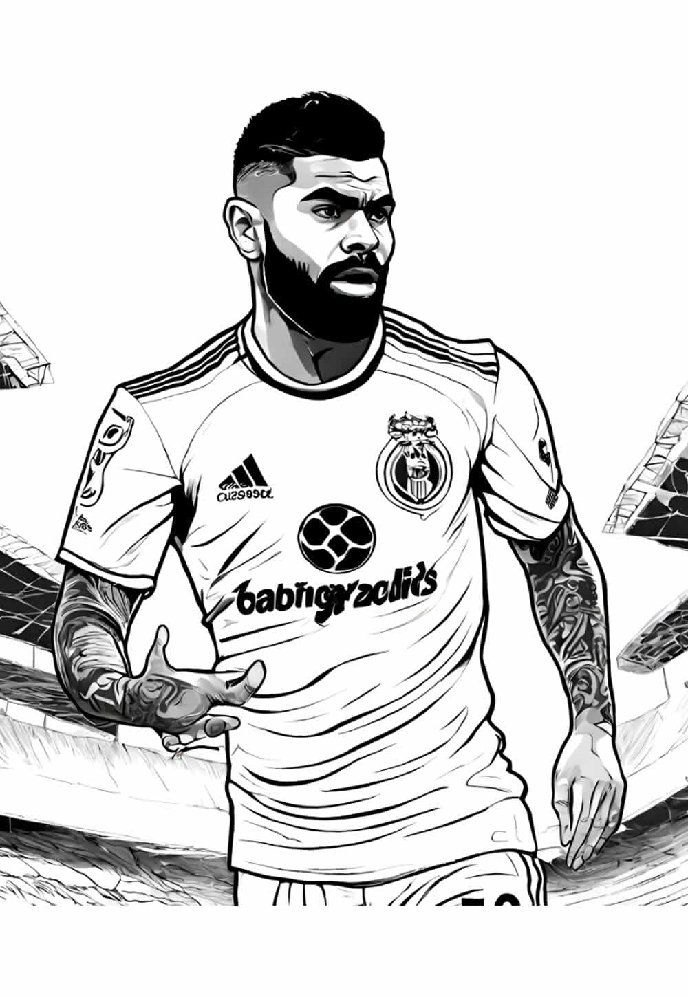 desenho de gabigol jogador de futebol brasileiro para colorir