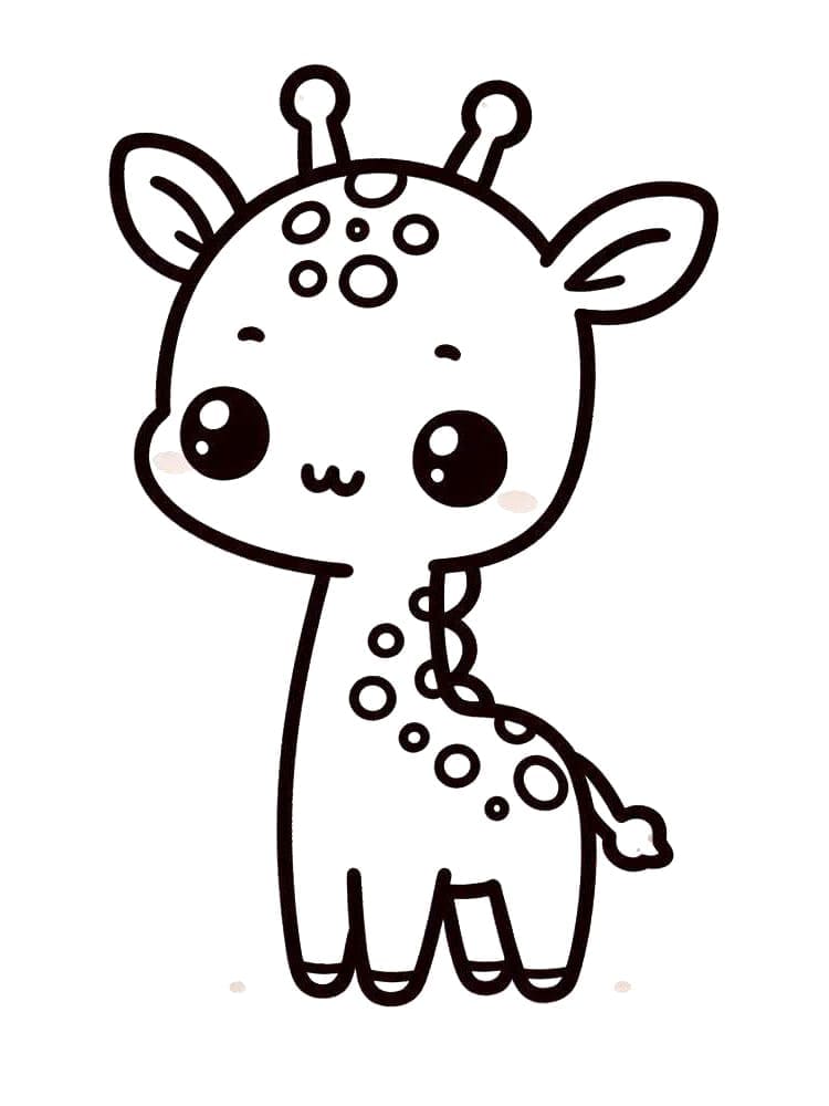 desenho de girafa kawaii para colorir