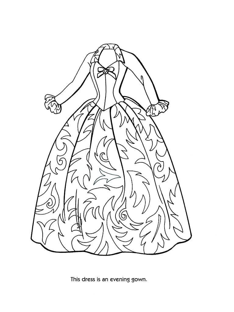 desenho de vestido bonito para colorir