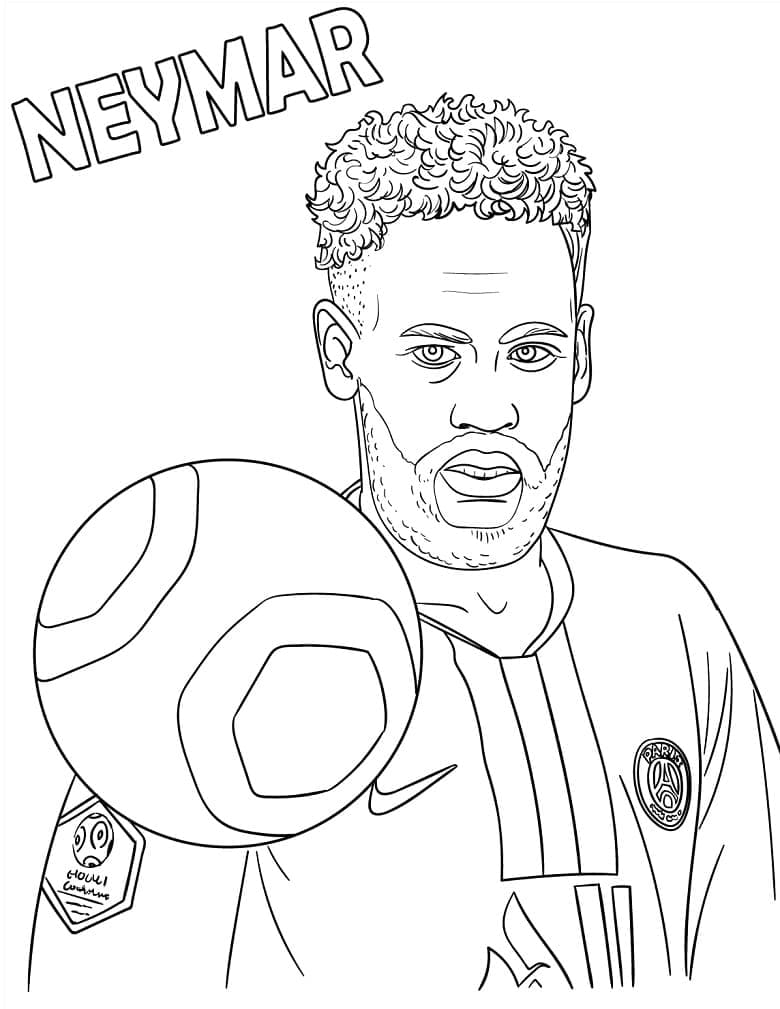 desenho do neymar e bola de futebol para pintar gratuitamente