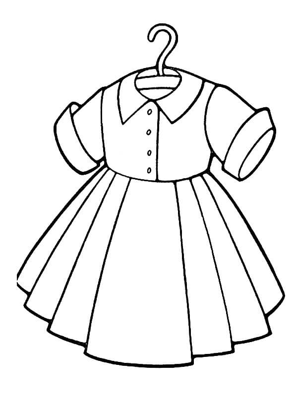 desenho para pintar de vestido de menina simples