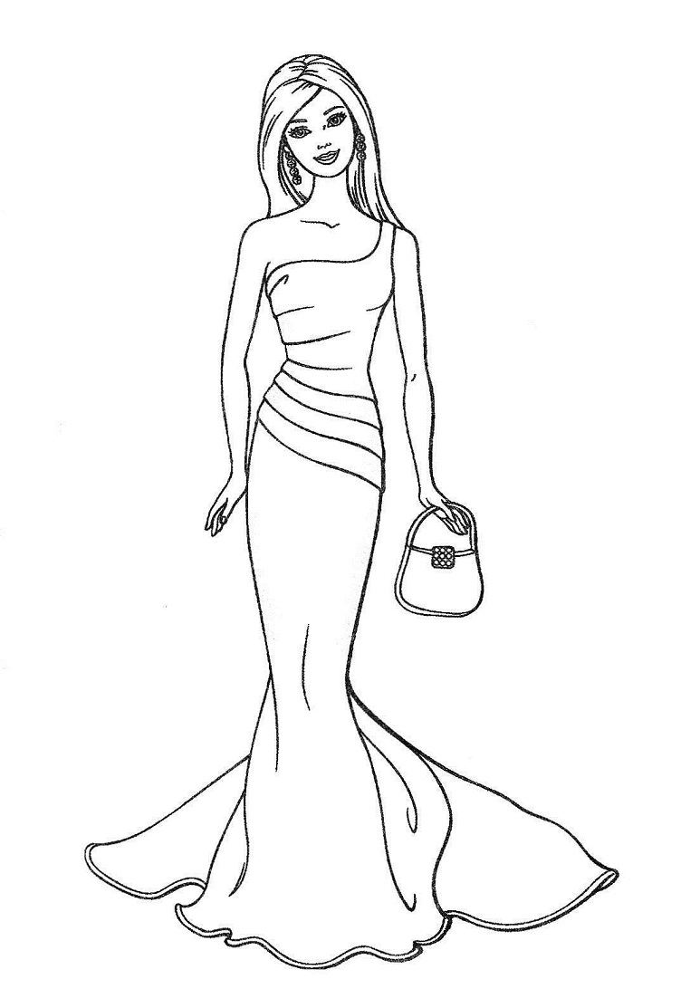 desenho vestido barbie para colorir