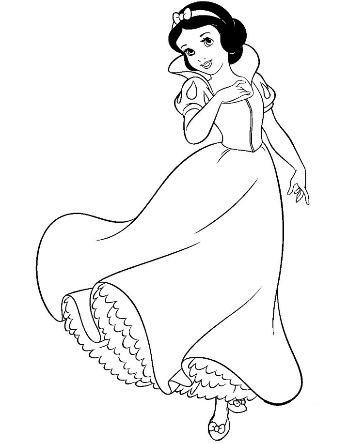 desenho vestido da branca de neve para imprimir e colorir