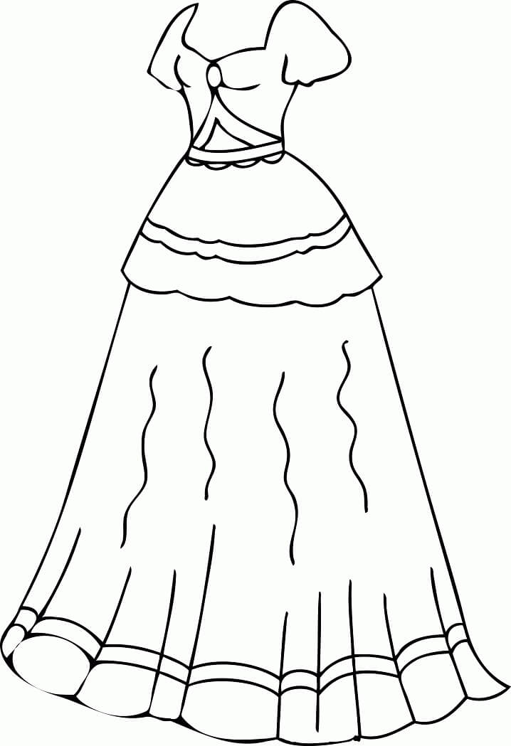 desenho vestido de senhora para colorir