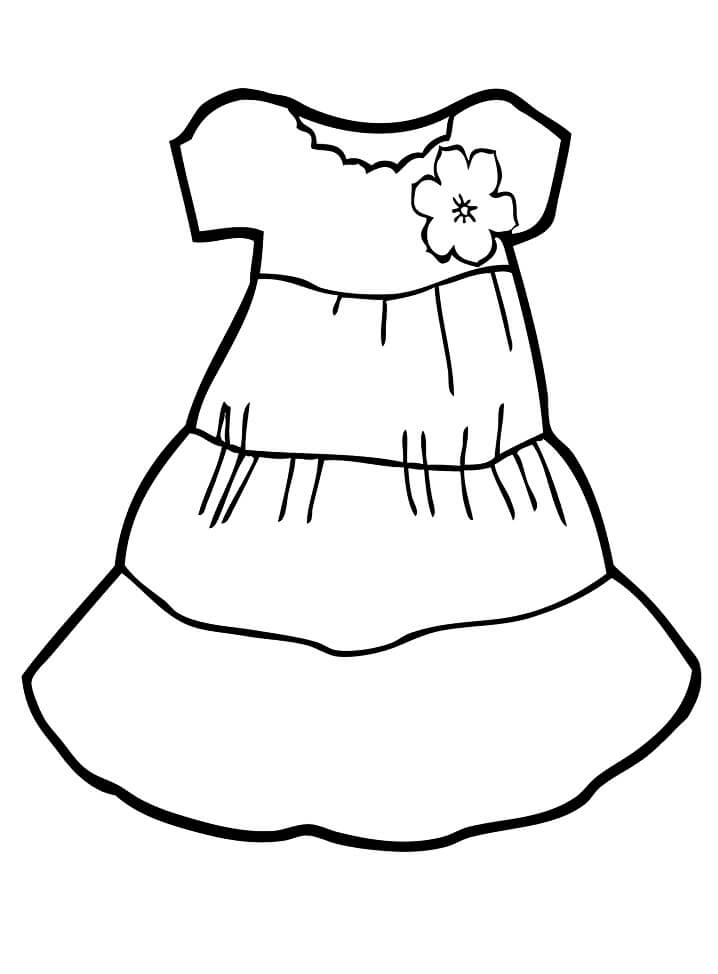 desenho vestido simples de menina para colorir