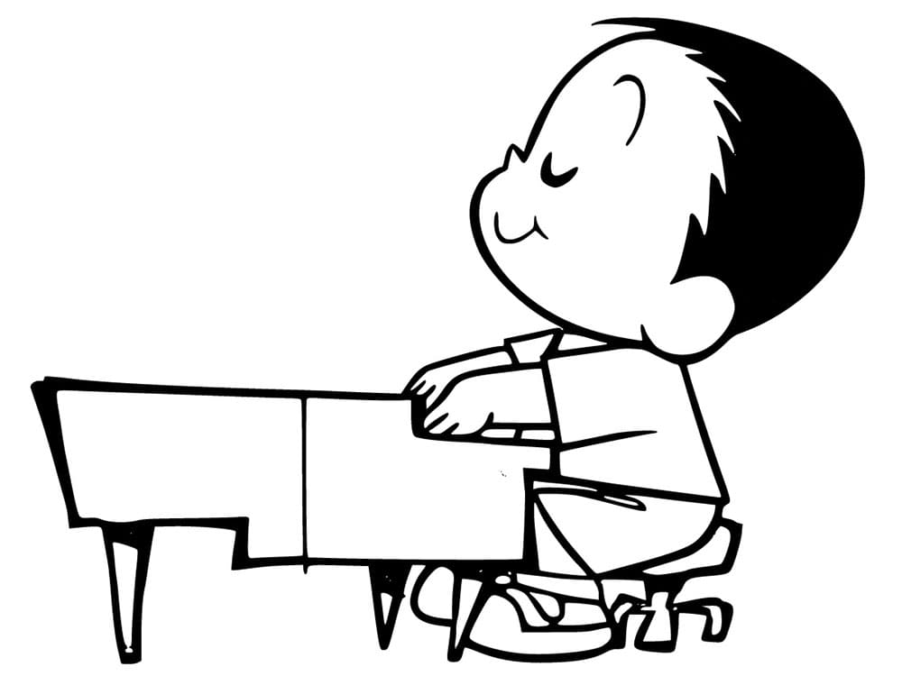 desenho de andré tocando piano para colorir