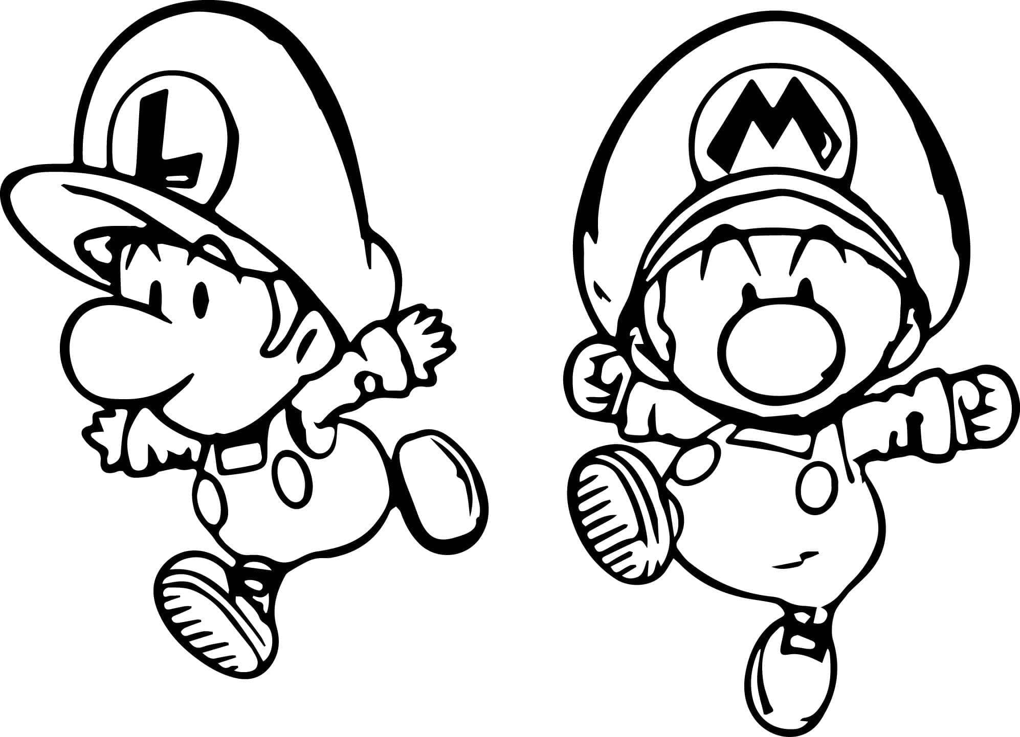 desenho de bebe mario e luigi para pintar e colorir em pdf