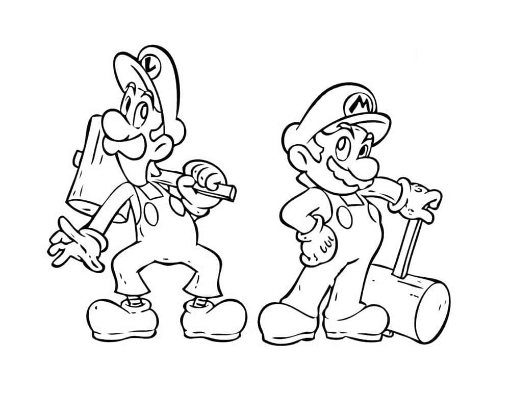 desenho de foto de mario e luigi para colorir