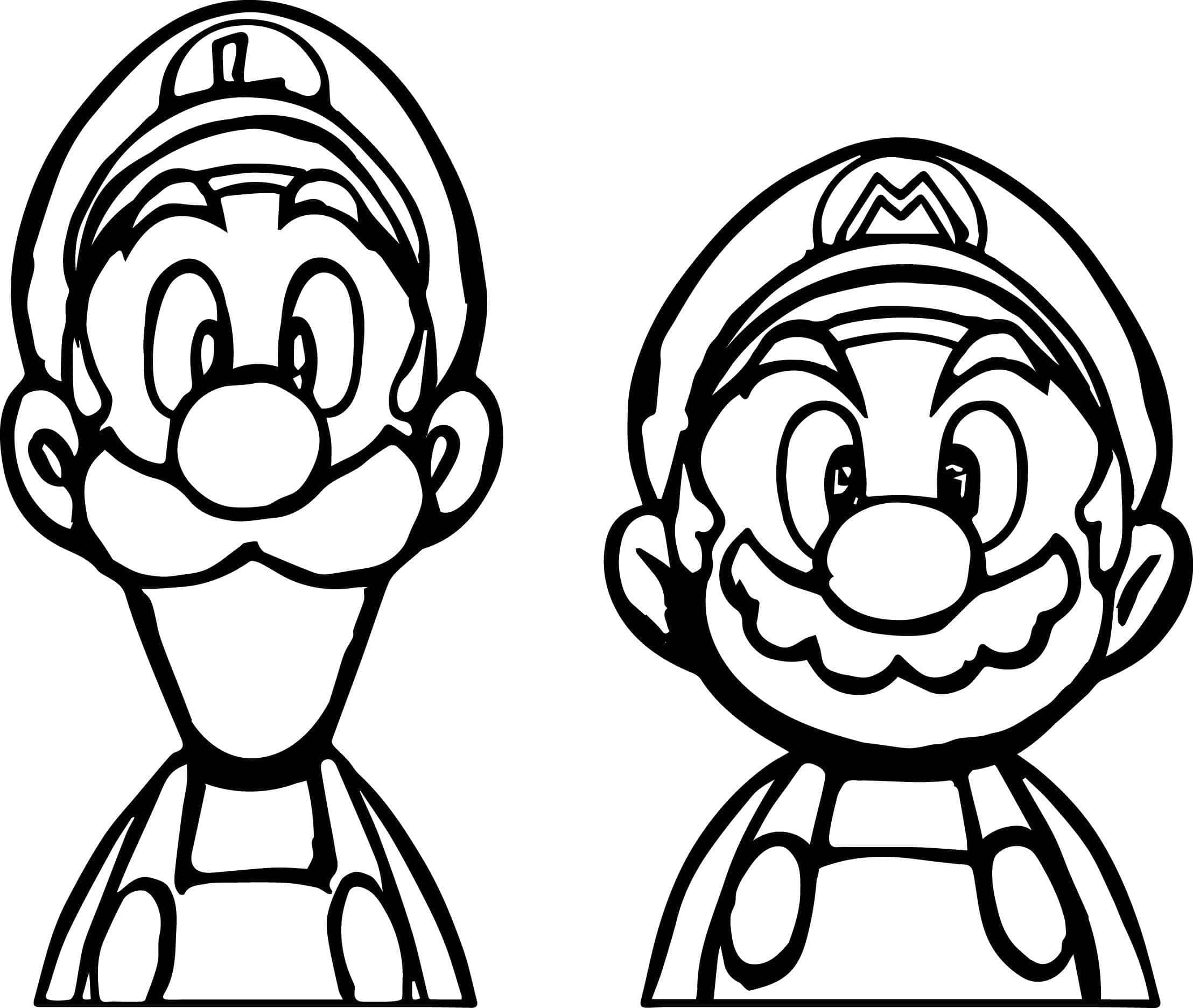 desenho de mario e luigi fofos para colorir