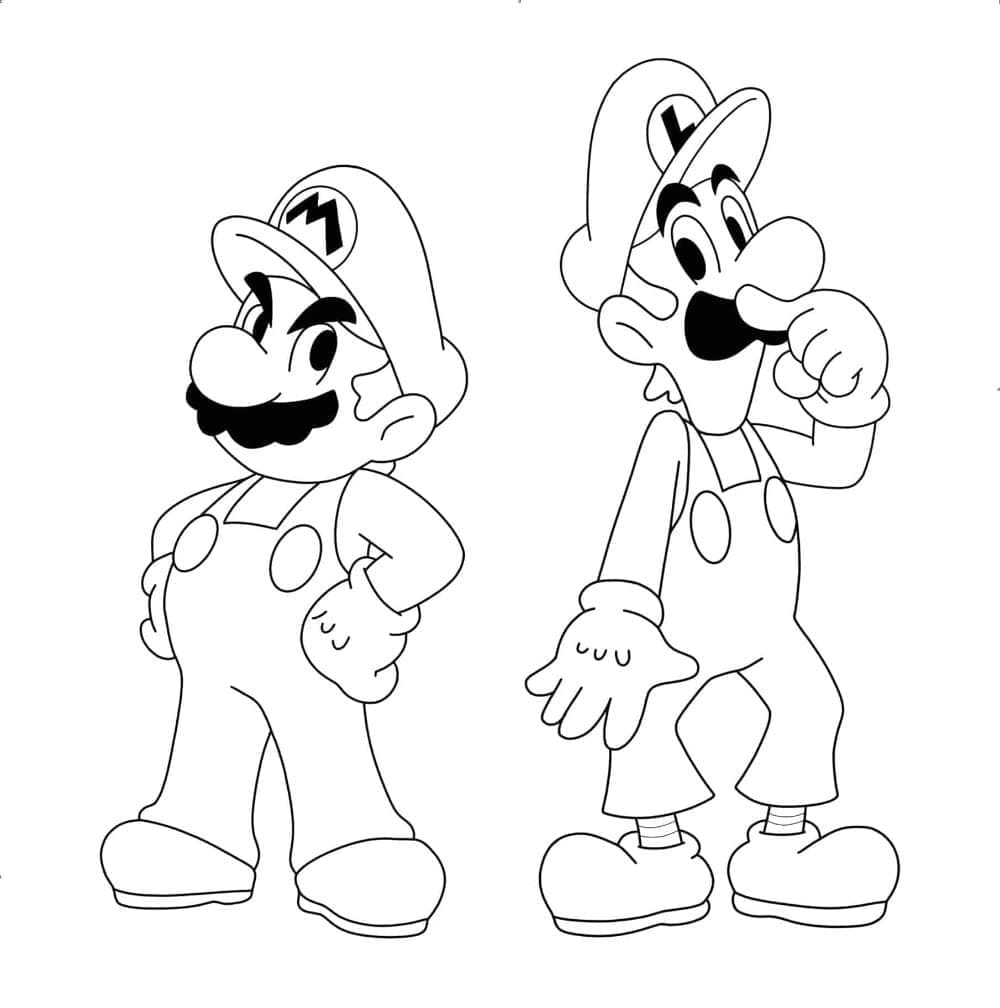 desenho de mario e luigi imprimível para crianças para colorir