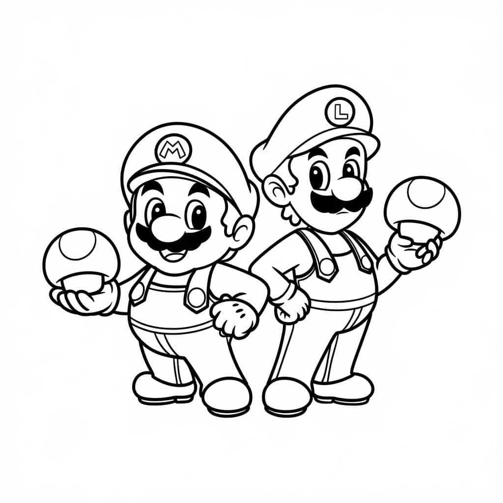 desenho de mario e luigi para crianças de 2 ano para colorir e pintar