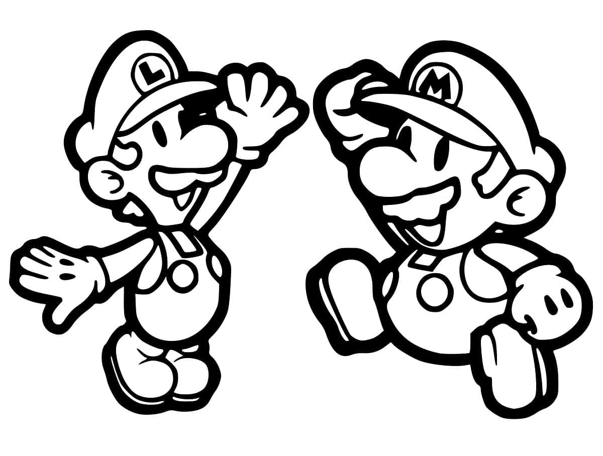 desenho de mario e luigi para crianças de 5 ano para colorir