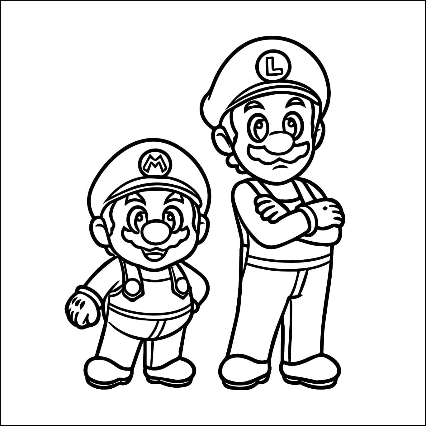 desenho de mario e luigi para crianças de 6 ano para colorir