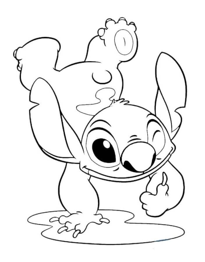 desenho do stitch fazendo show de truques para colorir