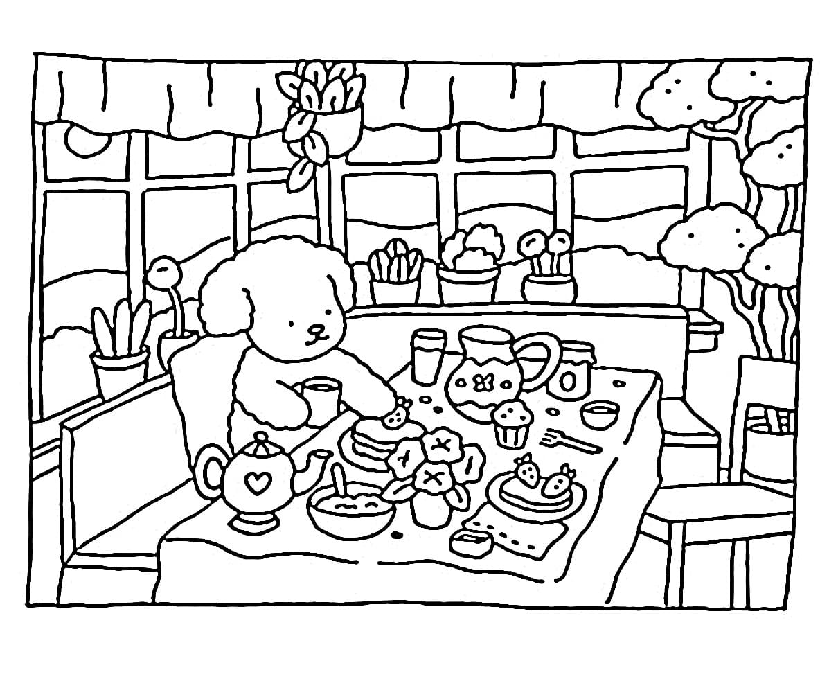 desenho para colorir de bobbie goods cafe da manha