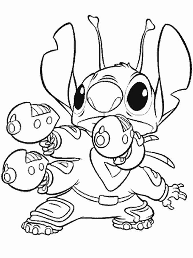 desenho stitch com arma laser para colorir