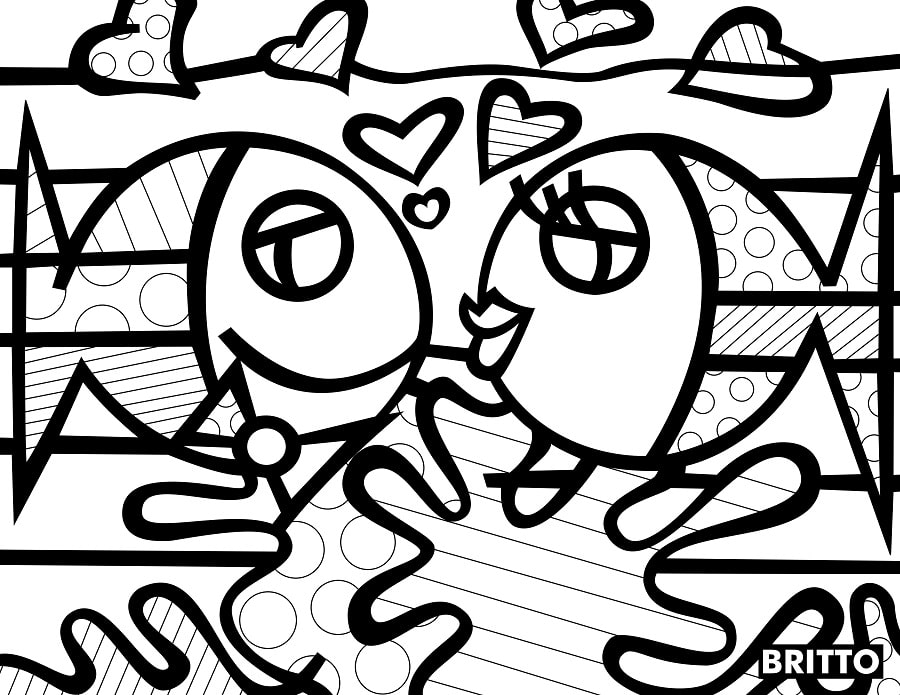 ilustração de romero britto para imprimir e colorir de graça