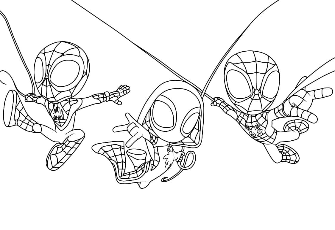 ilustração de spidey e seus amigos espetaculares para pintar