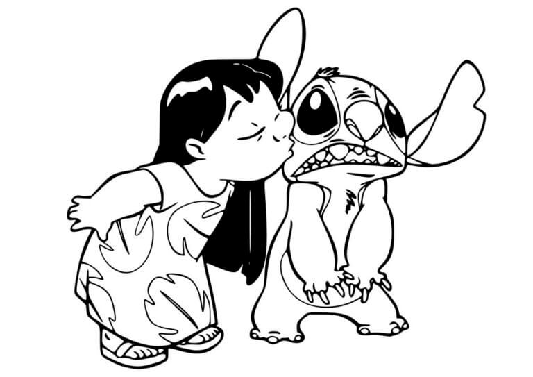 imagem da lilo beijando stitch para imprimir