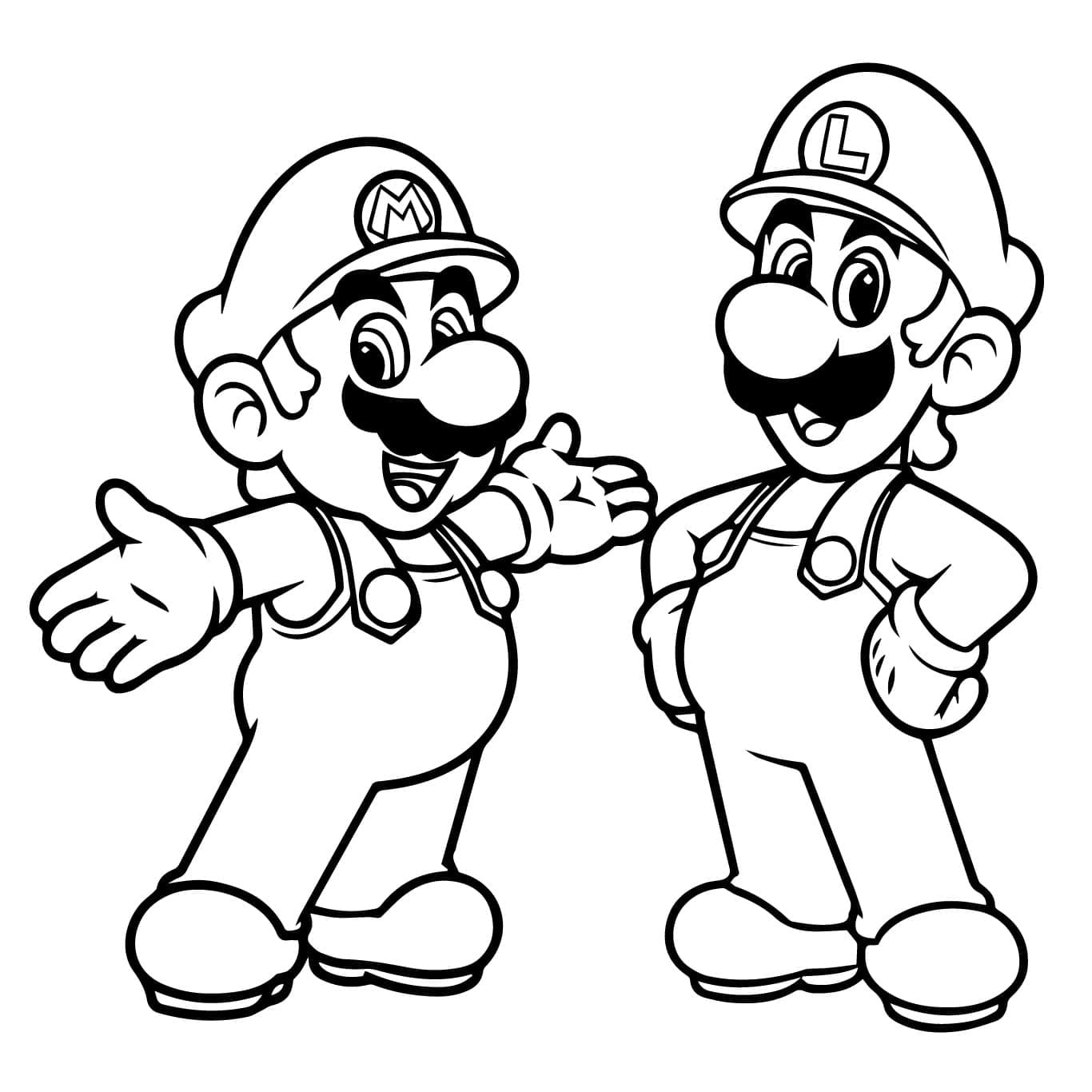 mario e luigi para colorir